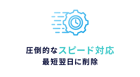 圧倒的なスピード対応　最短翌日の削除