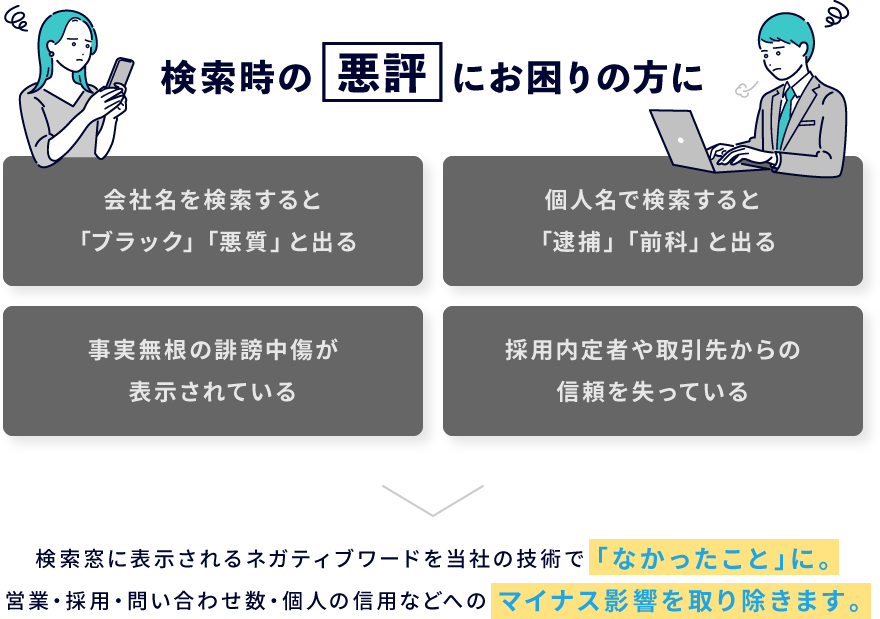 検索時の悪評にお困りの方に